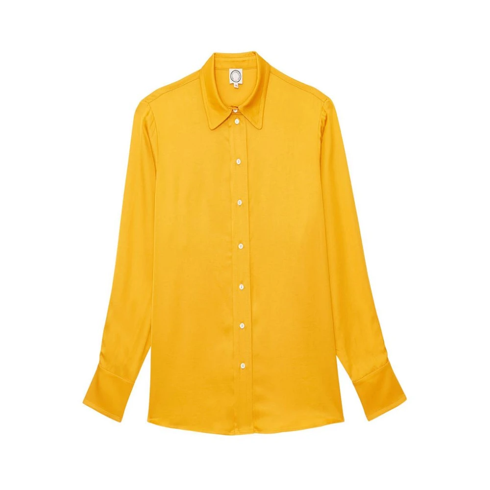 Ines De La Fressange Paris Gul Satin Skjorta med Buttercup Design Yellow, Dam