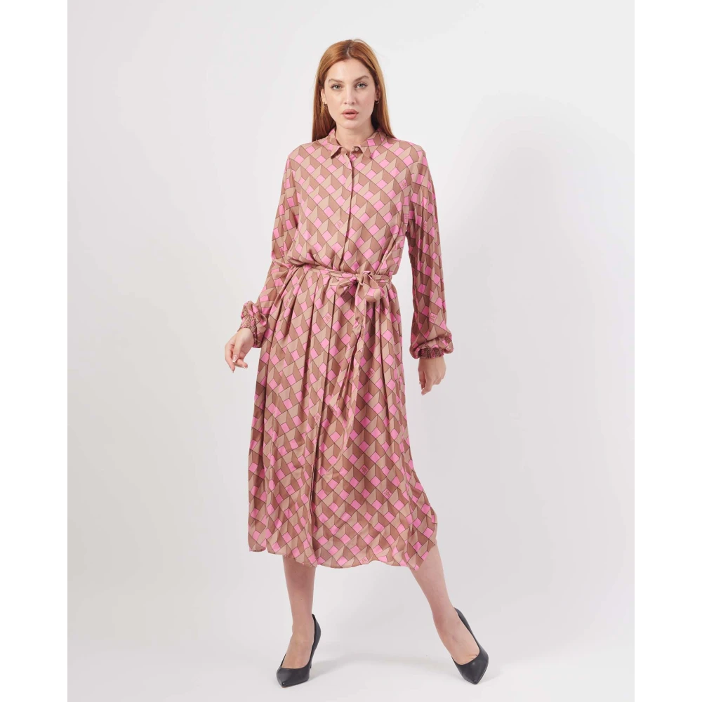 Fracomina Lange jurk met all-over print Pink Dames