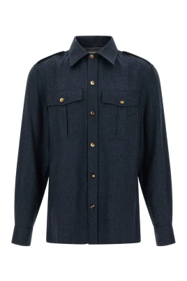 Overshirt i jungfrulig ullflanell