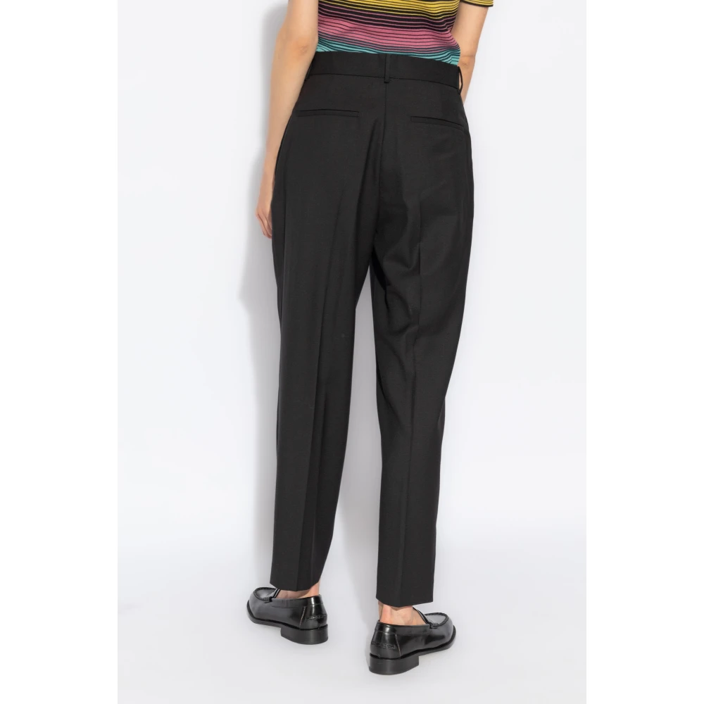 Paul Smith Wollen broek met plooien Black Dames