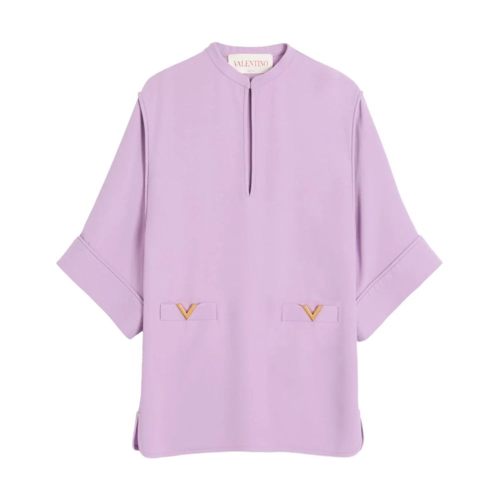 Valentino Lila Zijden Cady Jurk met Zakken Purple Dames