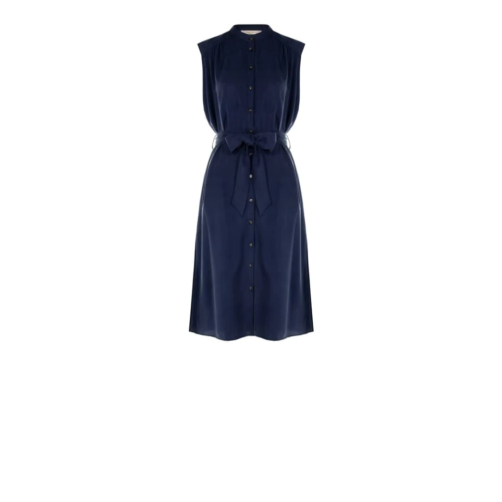 RINASCIMENTO Mandarijn Kraag Mouwloze Chemisier Jurk Blue Dames