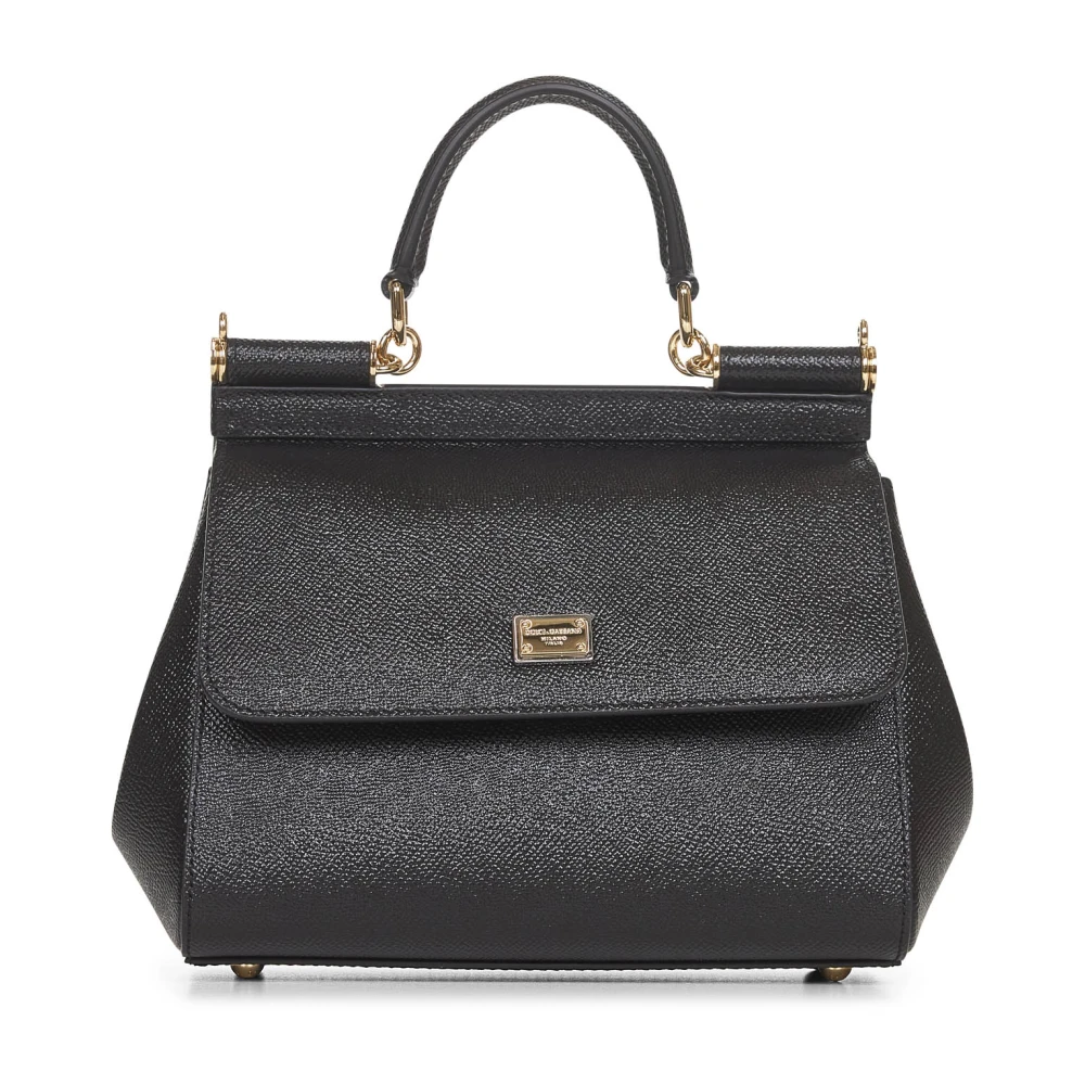 Dolce & Gabbana Vrouw Zwart Tassen Dames, One Size, Katoen, E Leren Schoudertas Met Luipaardprint