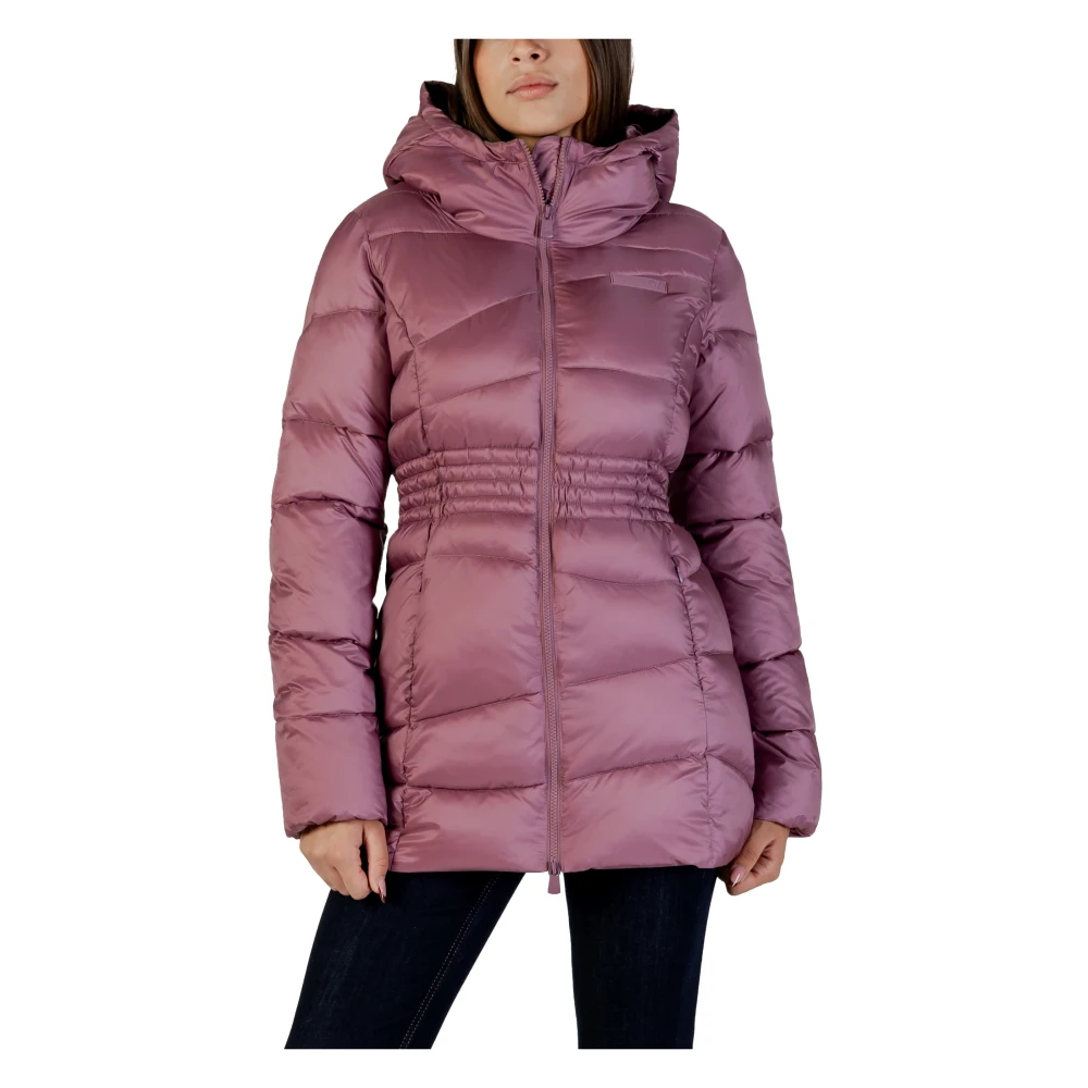 Emporio Armani Ea7 Vrouw Purper Sportieve Bomberjack Met Capuchon