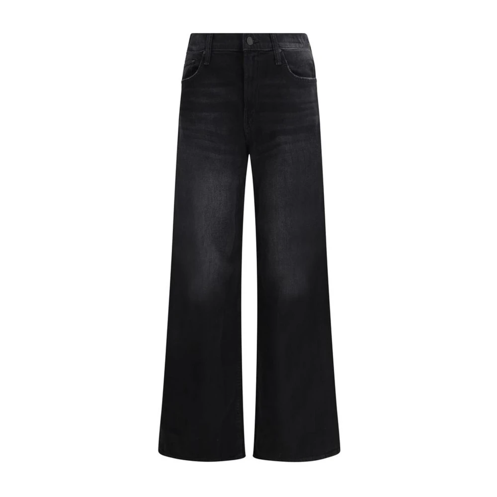 Mother Wijde katoenen jeans met knoopsluiting Black Dames