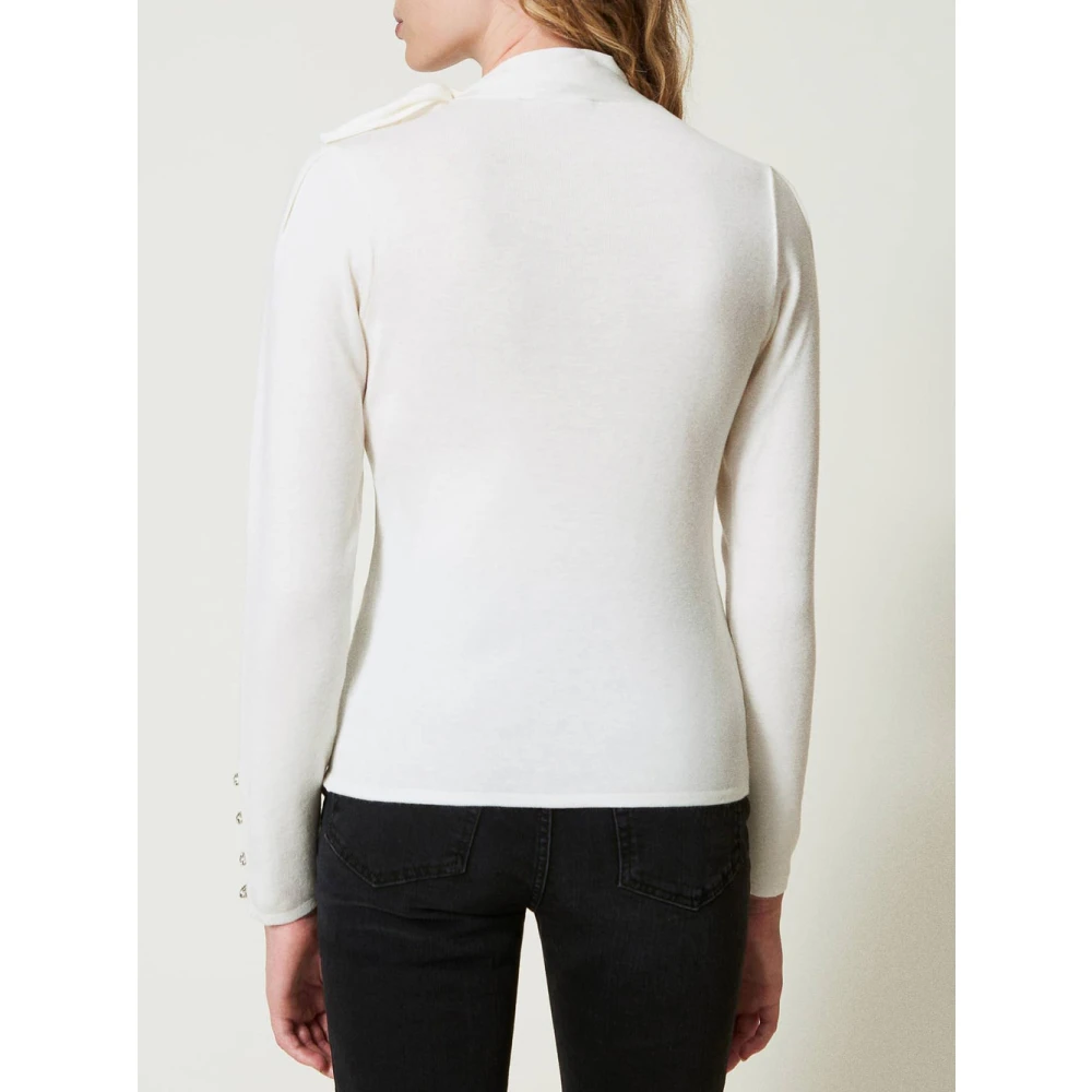 Actitude Witte Trui met Maxi Strik White Dames