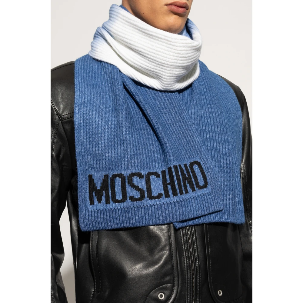 Moschino Sjaal met logo Blue Unisex