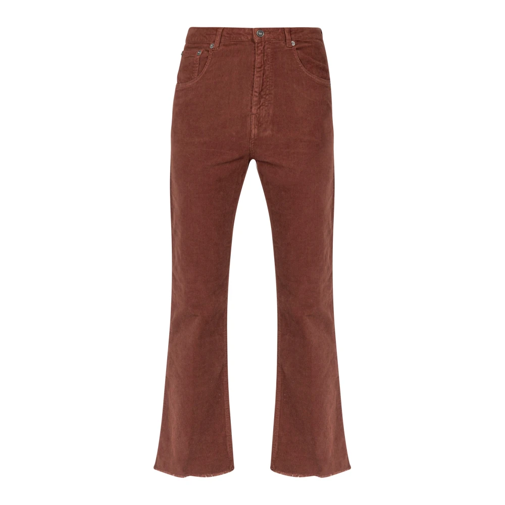 Ottod'Ame Fluwelen Flare Broek met Rafelzoom Brown Dames