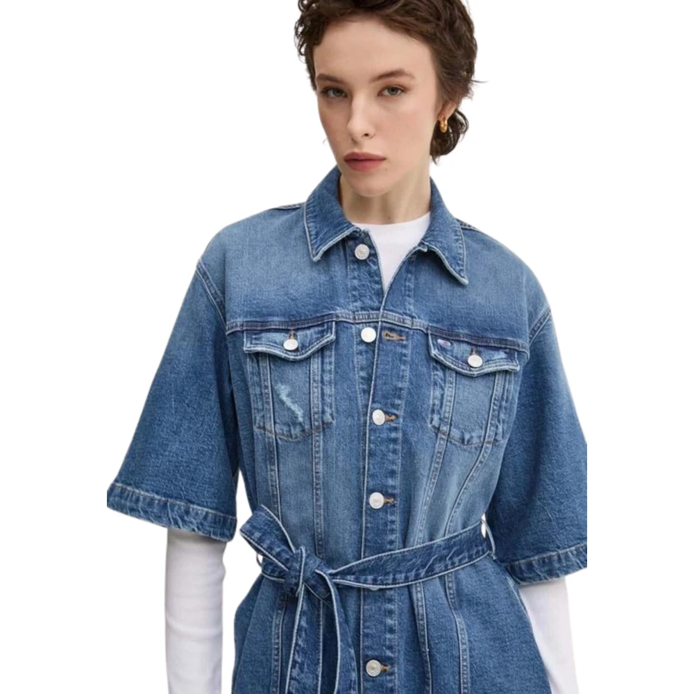 Tommy Hilfiger Denim Jurk met Klokmouwen Blue Dames