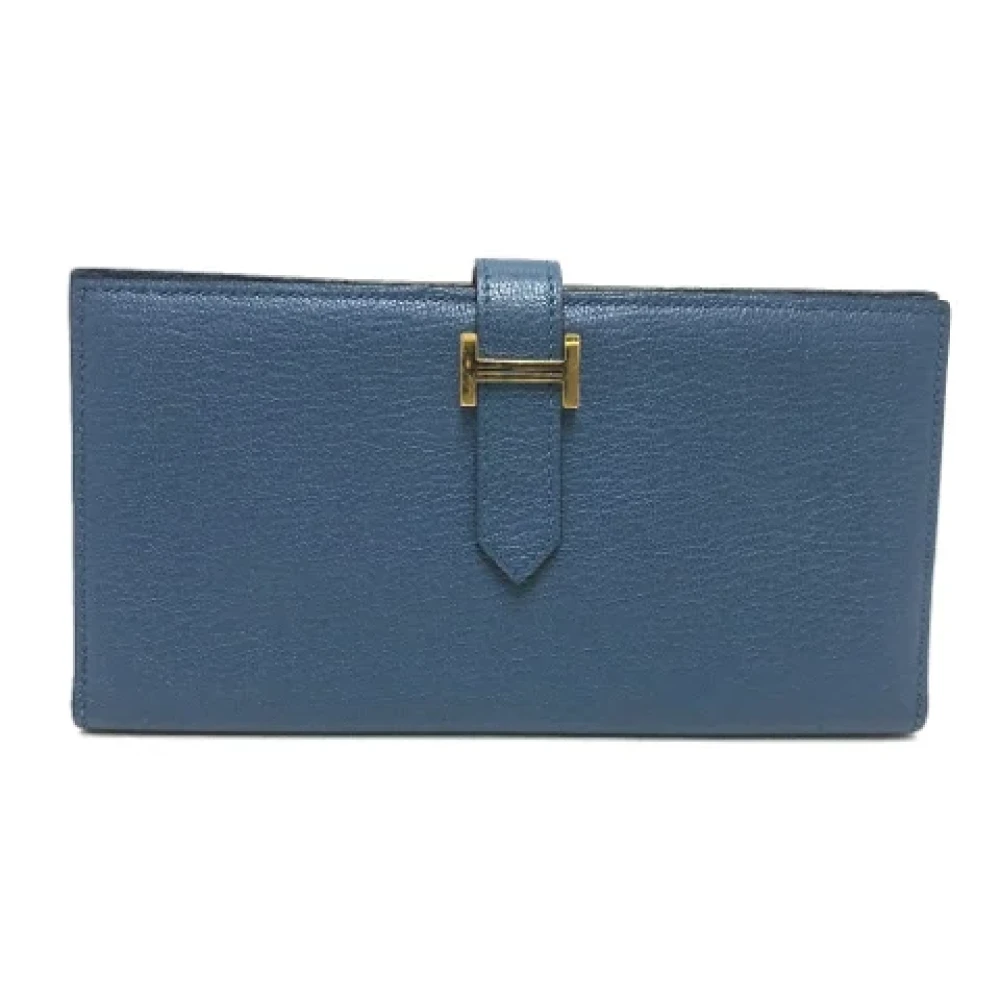 Hermès Vintage Pre-owned Leather wallets Blue Dames