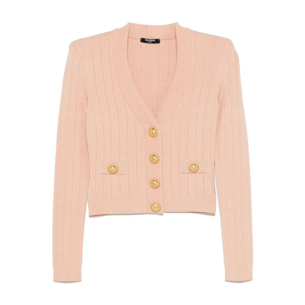 Balmain Powder Cropped Gebreid Vest Pink Dames