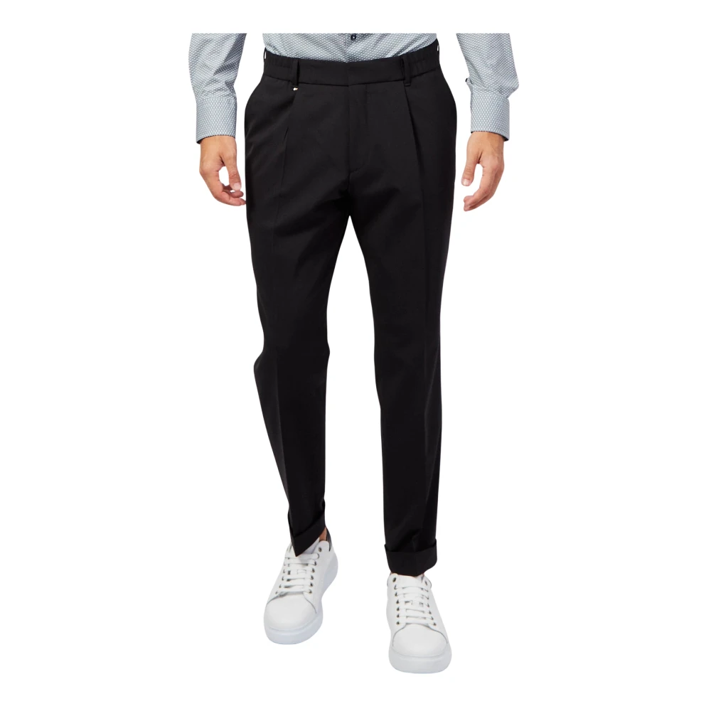 Hugo Boss Zwarte elegante katoenen broek met zakken Black Heren