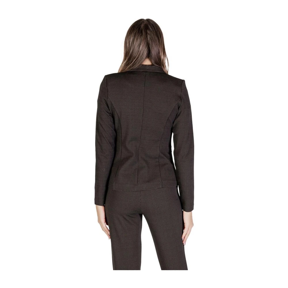 Ichi Bruine Blazer met Elastaanmix Brown Dames