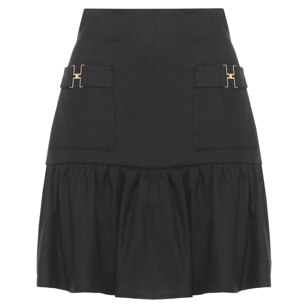 Elisabetta Franchi Black Linen Blend Mini Skirt - Female - Short Skirts - S - Skirts