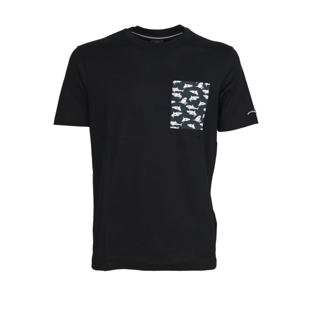 PAUL & SHARK Korte mouwen katoenen haaien thema T-shirt Blue Heren