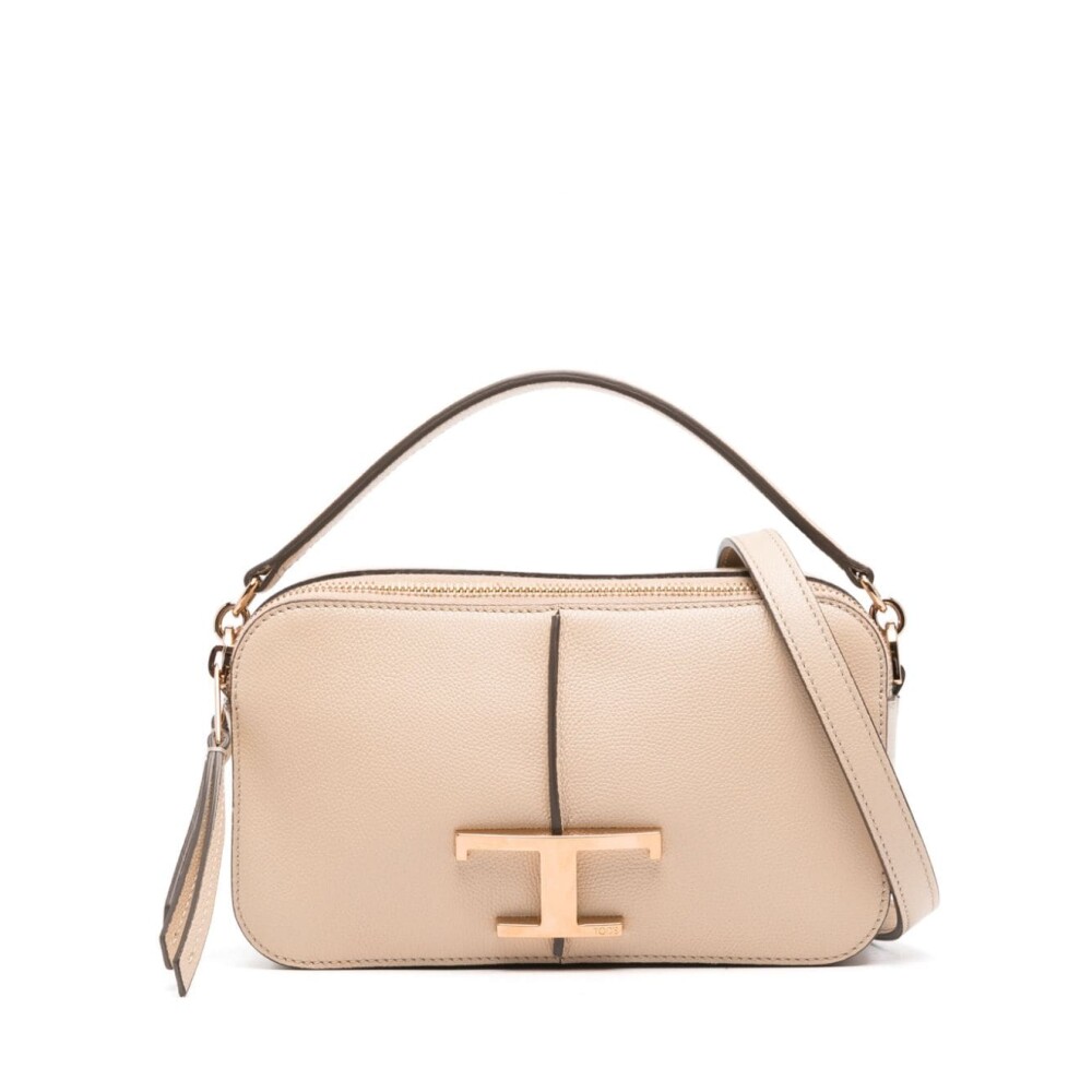 Beige Leren Tas met Korrelige Textuur Tod s Schoudertassen