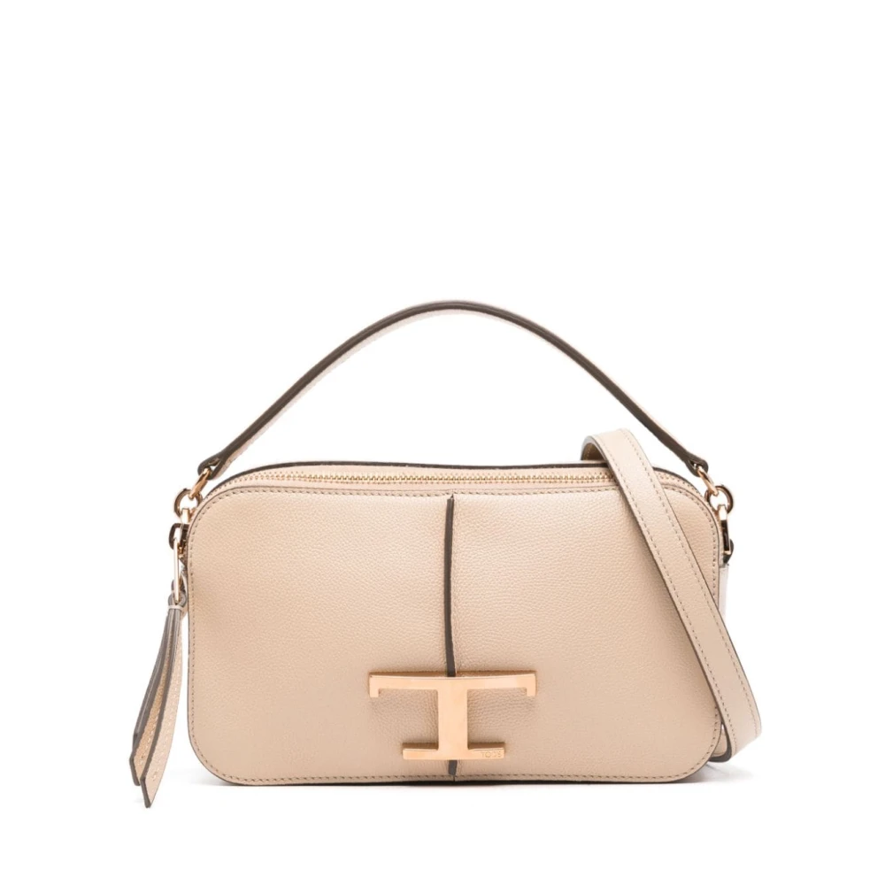 TOD'S Beige Leren Tas met Korrelige Textuur Beige Dames