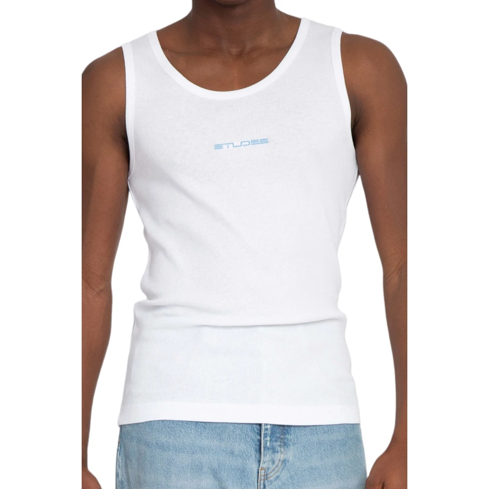 Études Witte Rib Tank Top White Heren