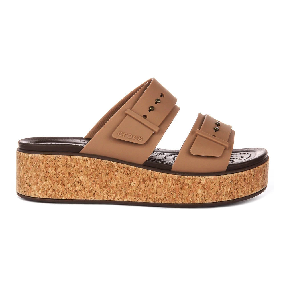 Crocs Brown Wedges, Female, 5 Uk, Brooklyn Cork Buckle
