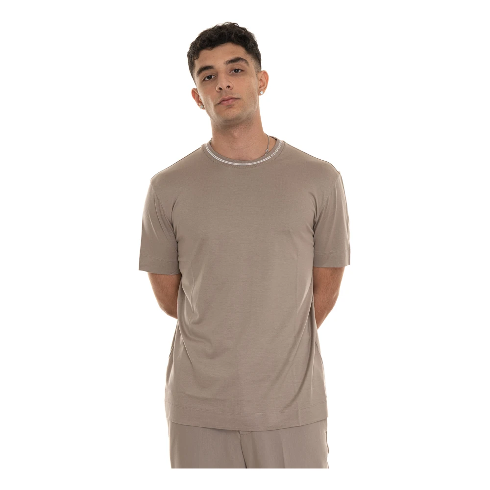 Emporio Armani Casual Katoenen T-shirt Beige Heren