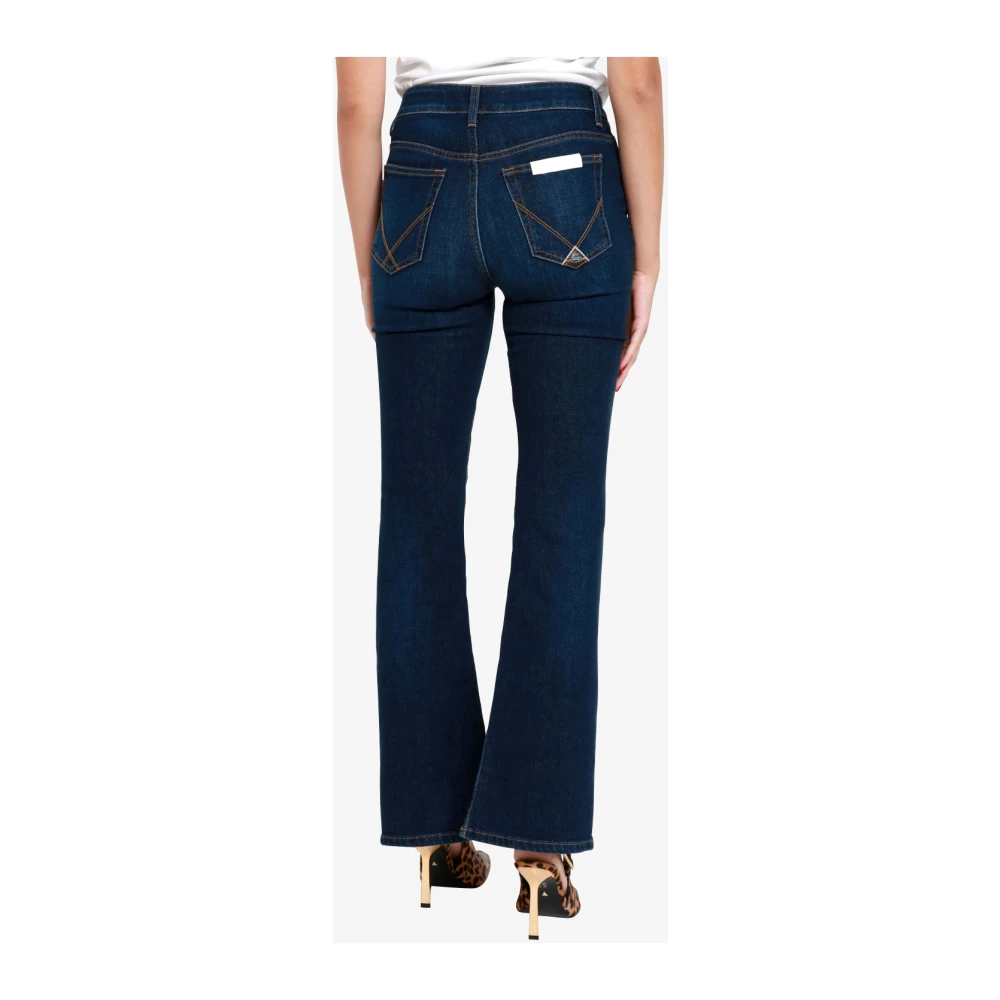 Roy Roger's Denim Flare Jeans met Salpa Appliqué Blue Dames