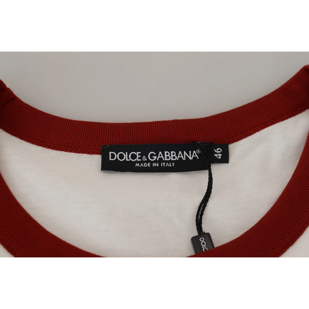 Dolce & Gabbana Wit Logo Print Crewneck T-shirt White Heren