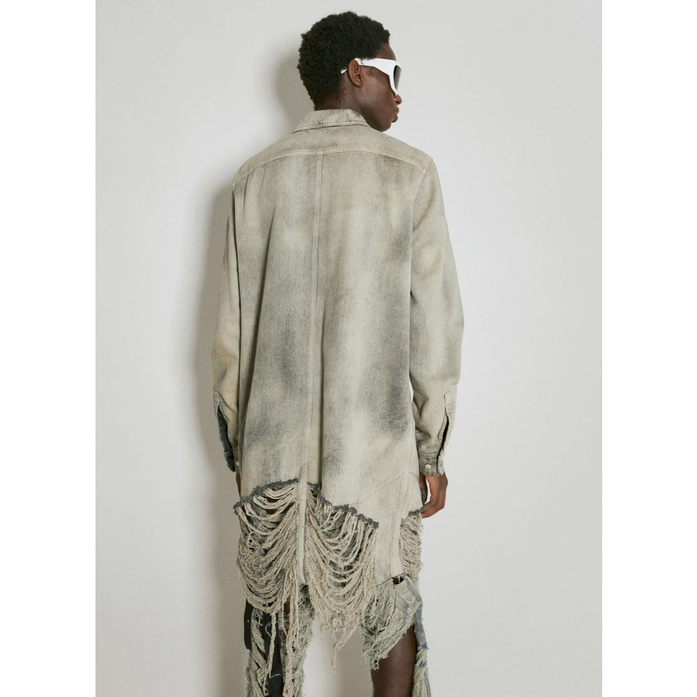 Rick Owens Distressed Denim Jas Gray Heren