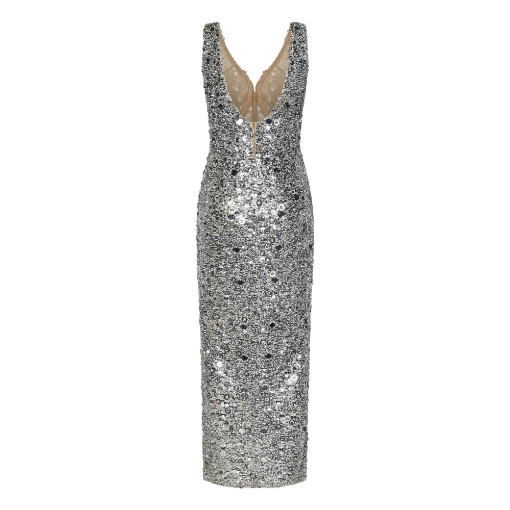 Zuhair Murad Zilveren Tegels Geborduurde Sweetheart Jurk Gray Dames