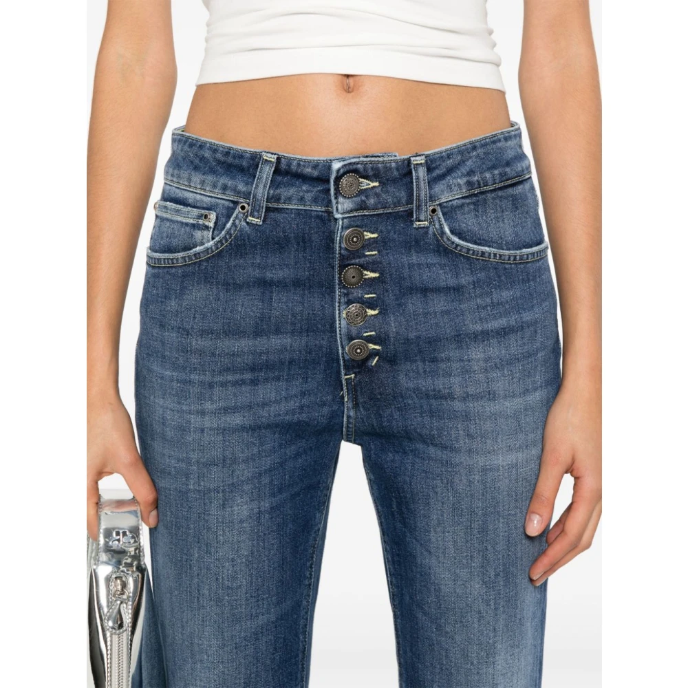 Dondup Blauwe Denim Jeans met Whiskering Effect Blue Dames