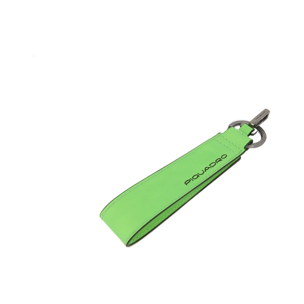 Piquadro Unisex Grün Adressanhänger Aus Leder Mit Karabiner