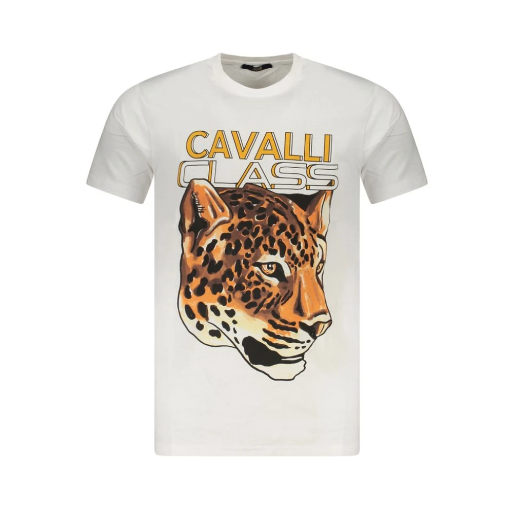 Cavalli Class , T-Shirts, Male, White, Xl, White Cotton Men T-Shirt Stylish Prints