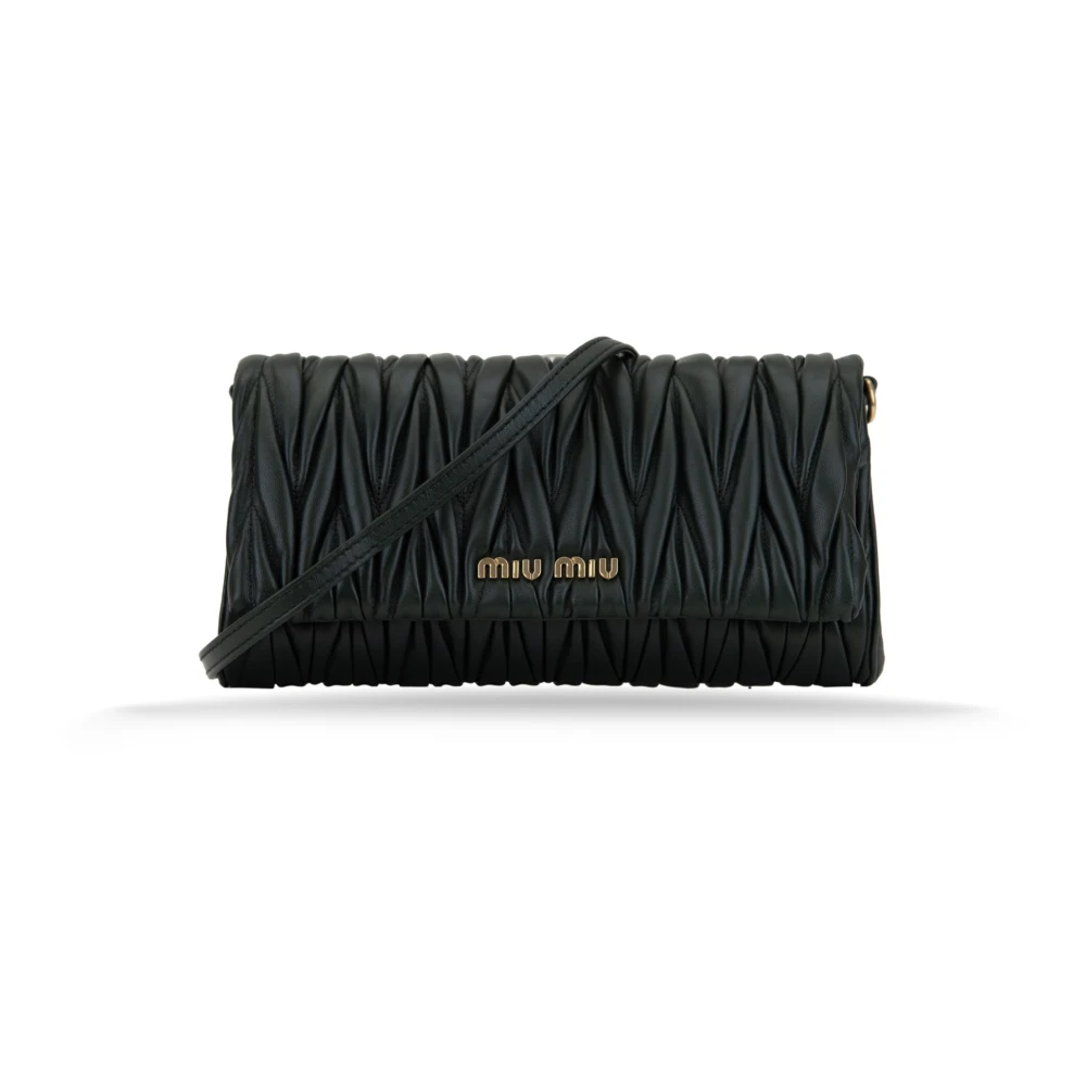 Miu Leren Schoudertas Magnetische Knoop Green Dames