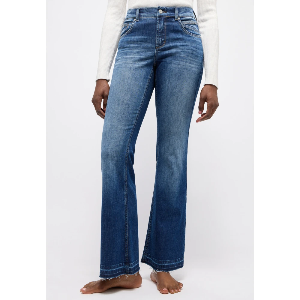Angels Flared Fringe Jeans Blue Dames