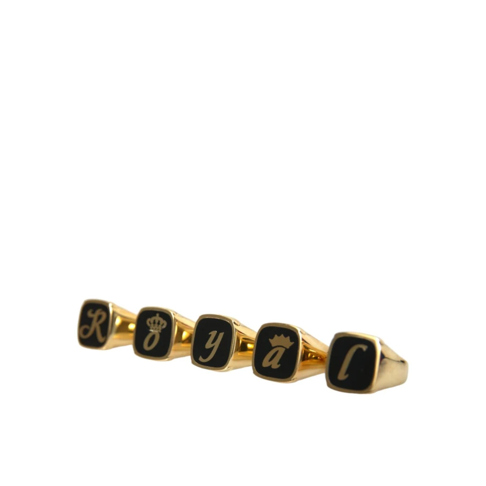 Dolce & Gabbana , Rings, Male, Black, One Size, Royal Signet Rings Set
