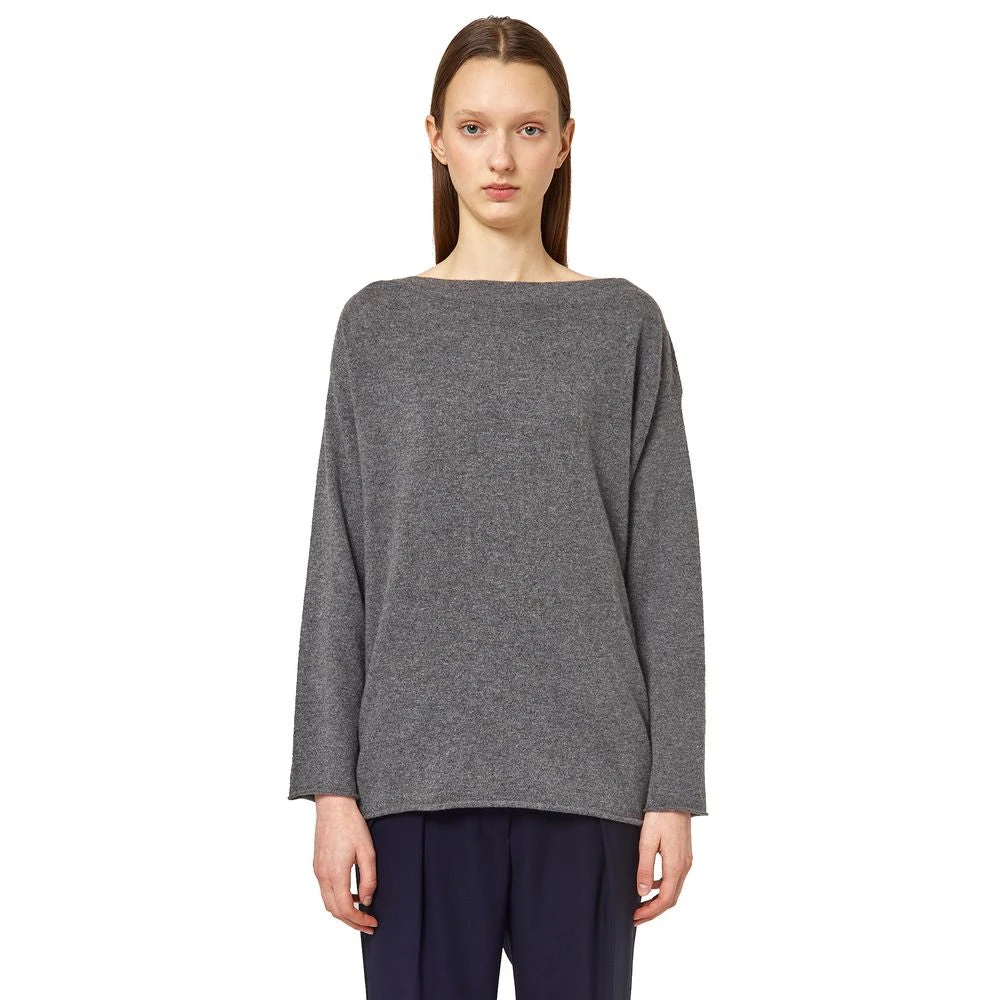 Alpha Studio Grijze Kasjmier Boothals Trui Gray Dames