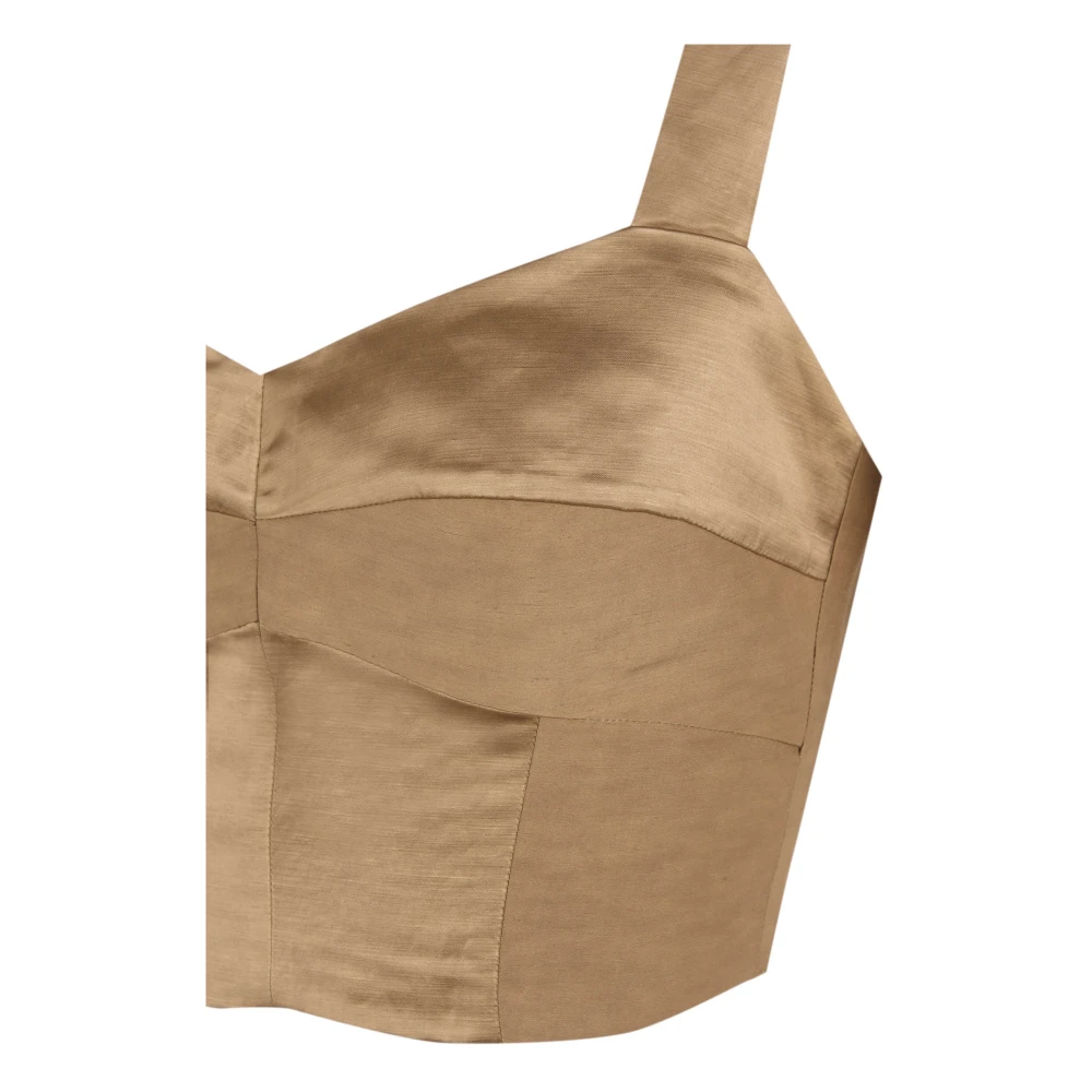 Cortana Gebogen Linnen Bustier Top Yellow Dames