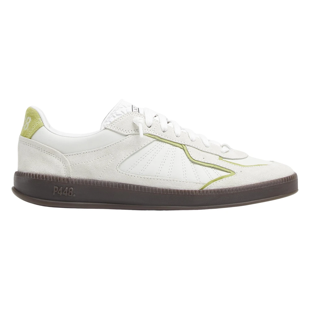 P448 /Groene Leren Sneakers unisex Schoenen Wit