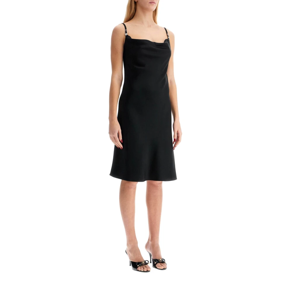 Versace Satijnen mini-jurk met veiligheidsspeldetail Black Dames