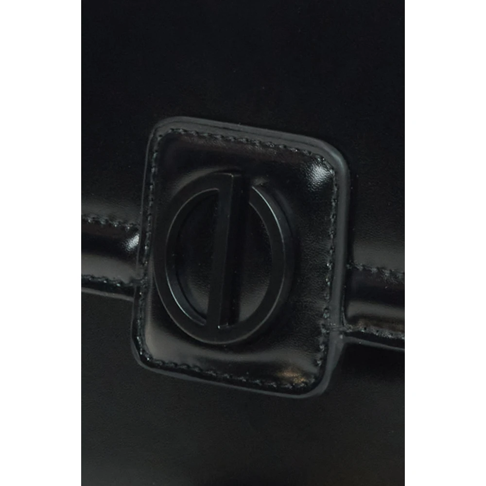 Estro Kleine Zwarte Leren Schoudertas voor Vrouwen Er00115779 Black Dames