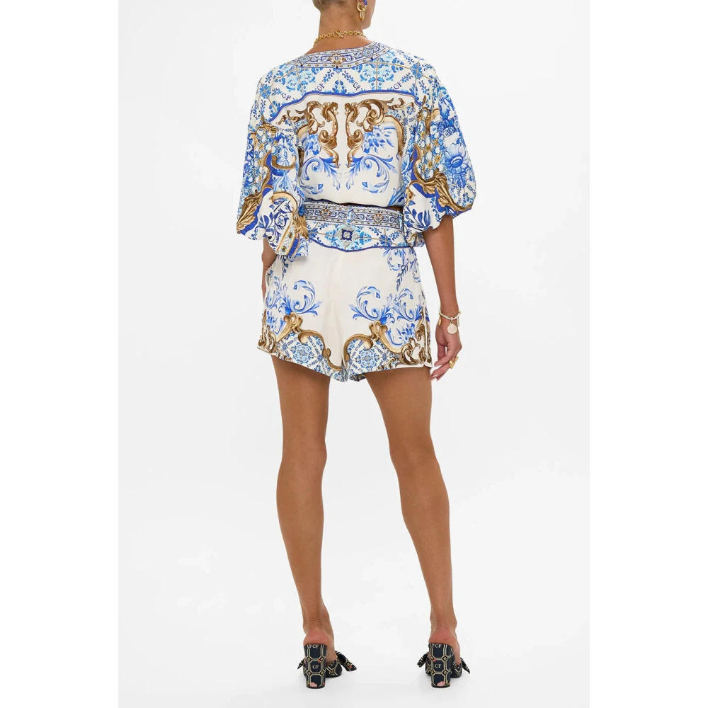 Camilla Blauw Avontuur Pofmouw Top Blue Dames