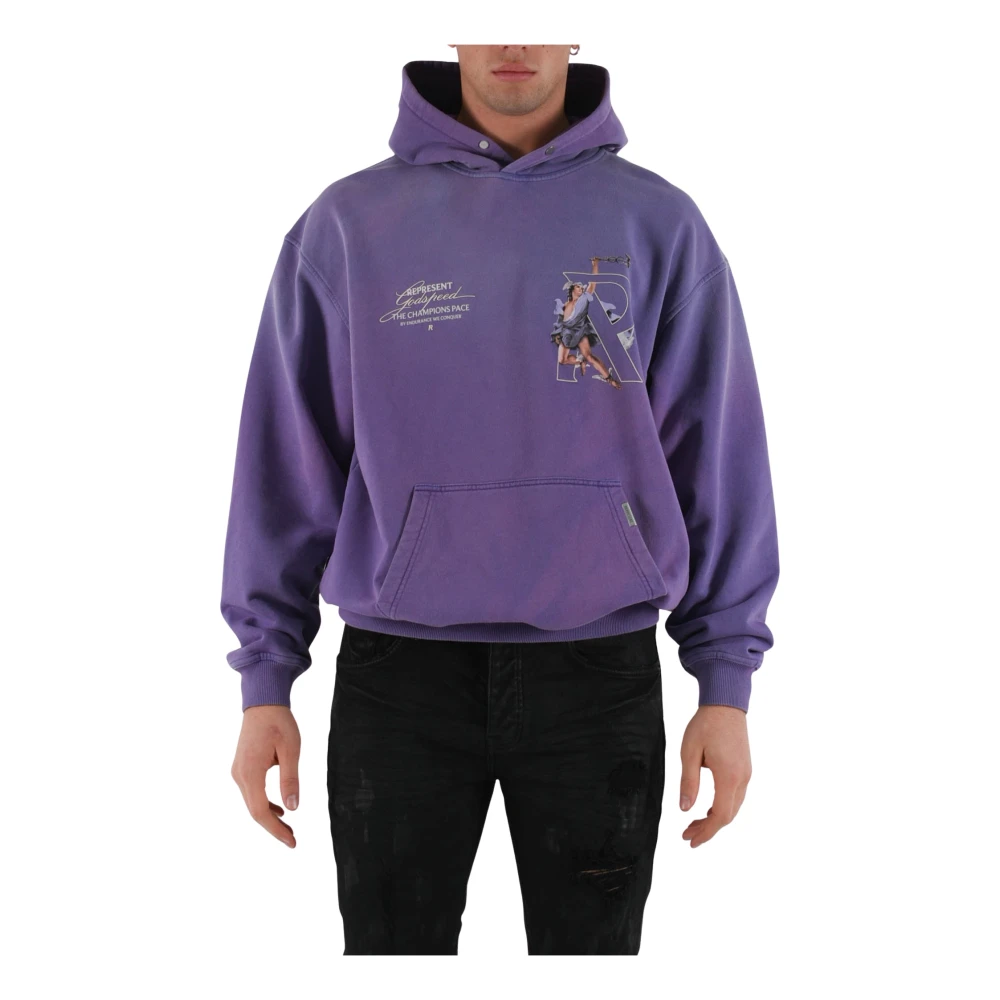 Represent Katoenen hoodie met print Purple Heren