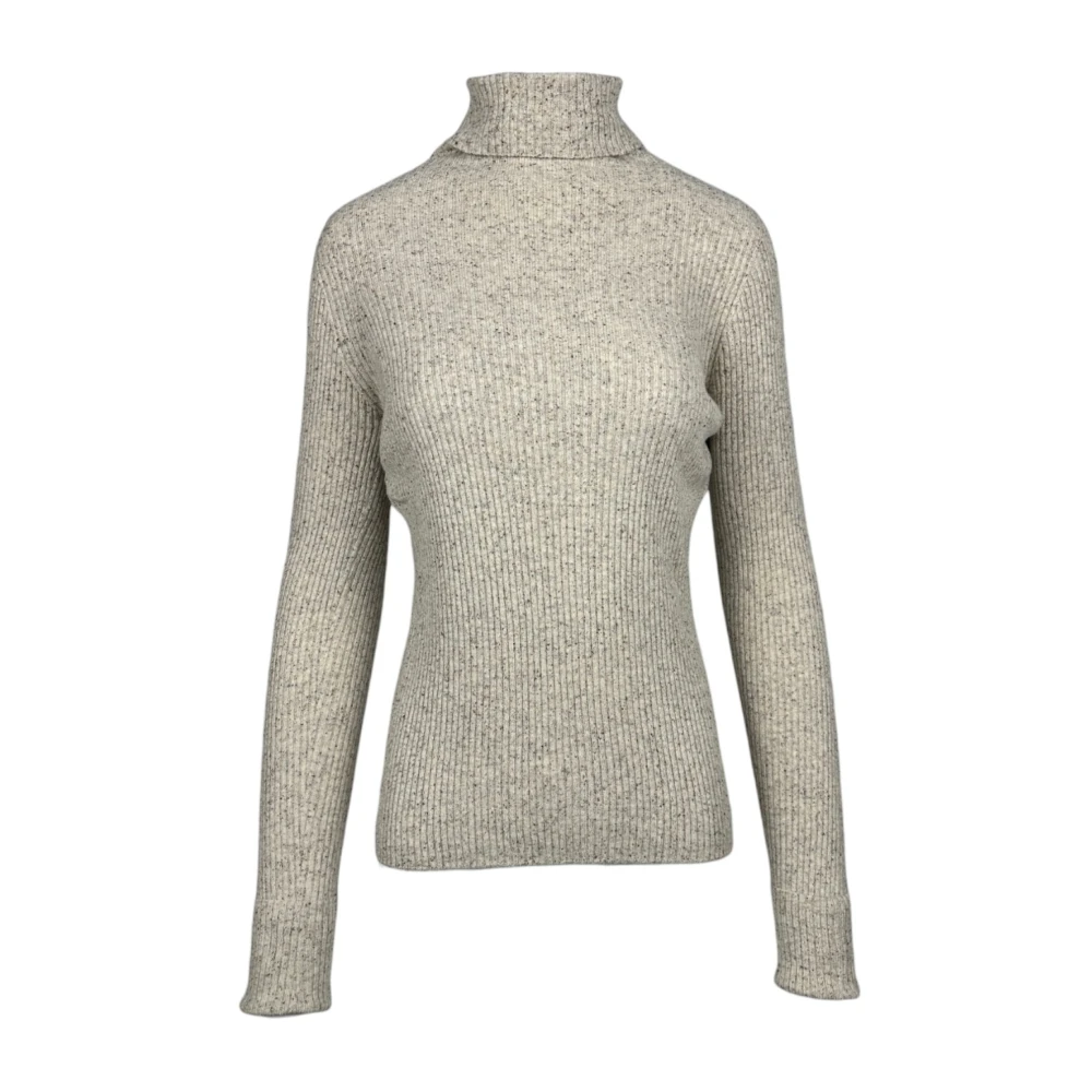 D.Exterior Beige Geribbelde Trui Slim Fit Beige Dames