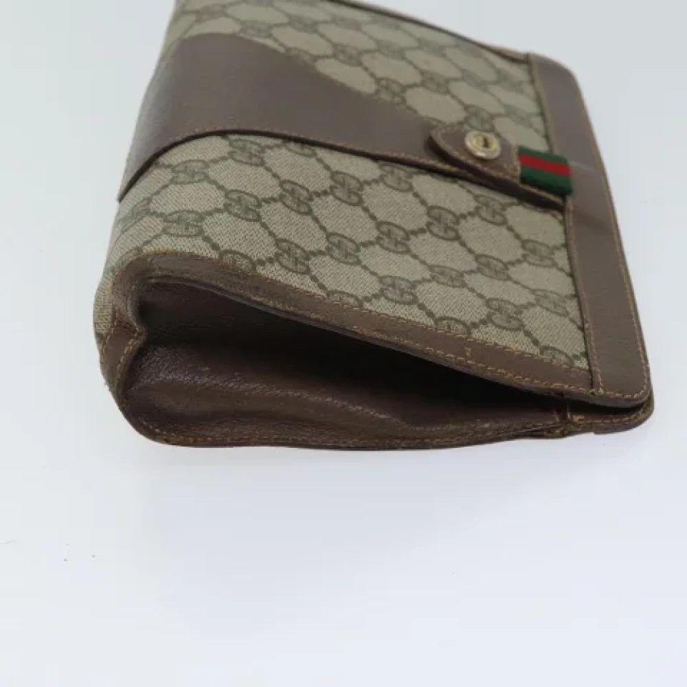 Gucci Vintage Pre-owned Leather clutches Beige Dames