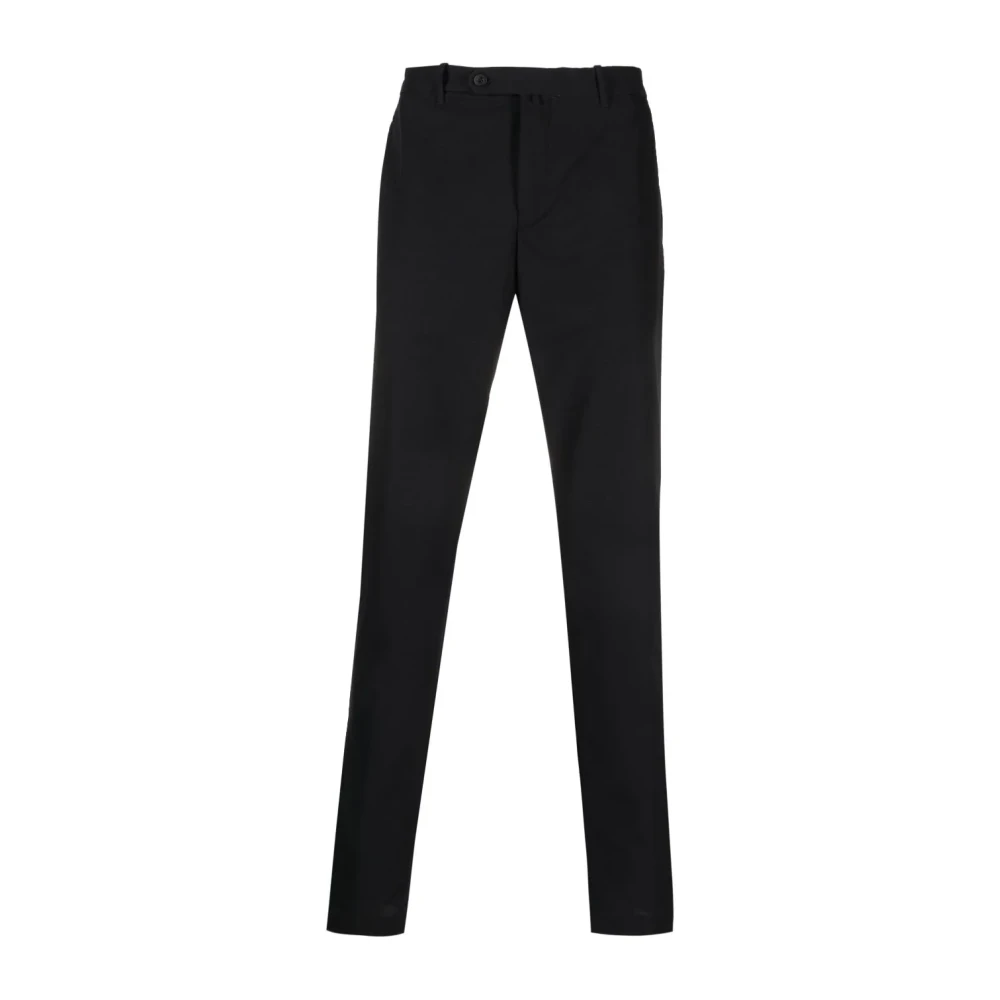 Incotex Navy Blauwe Straight Leg Broek Black Heren
