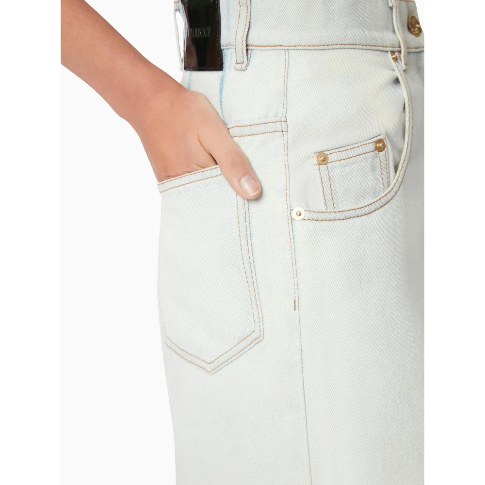 Nina Ricci Faded Blue Denim Flare Jeans Blue Dames