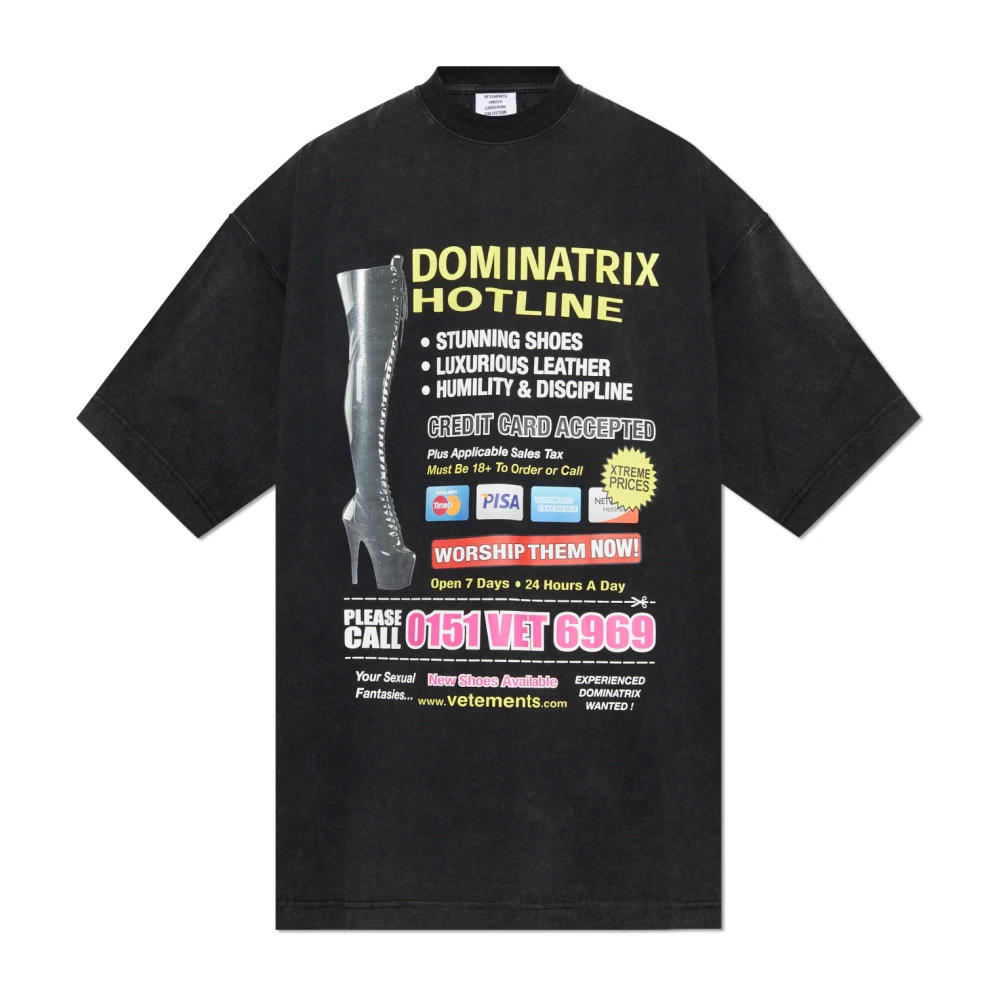Vetements Bedrukt T-shirt Black Heren
