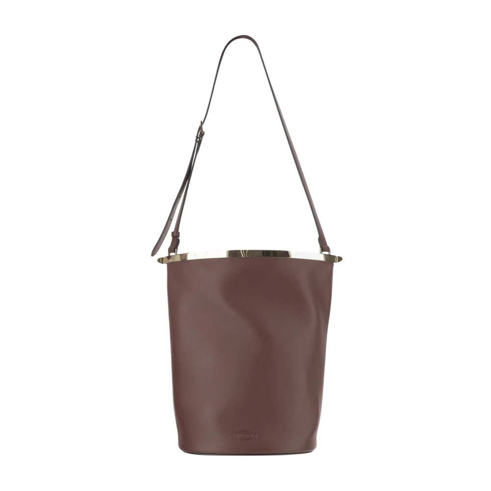 TOD'S Leren Bucket Bag met Verstelbare Handvat Brown Dames