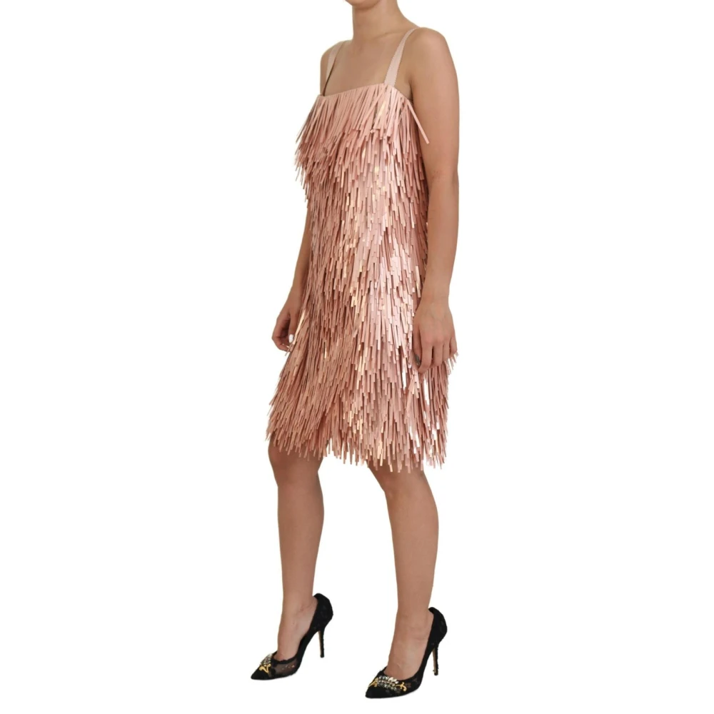 Dolce & Gabbana Women's Pink Sequin Fringe A-Line Dress