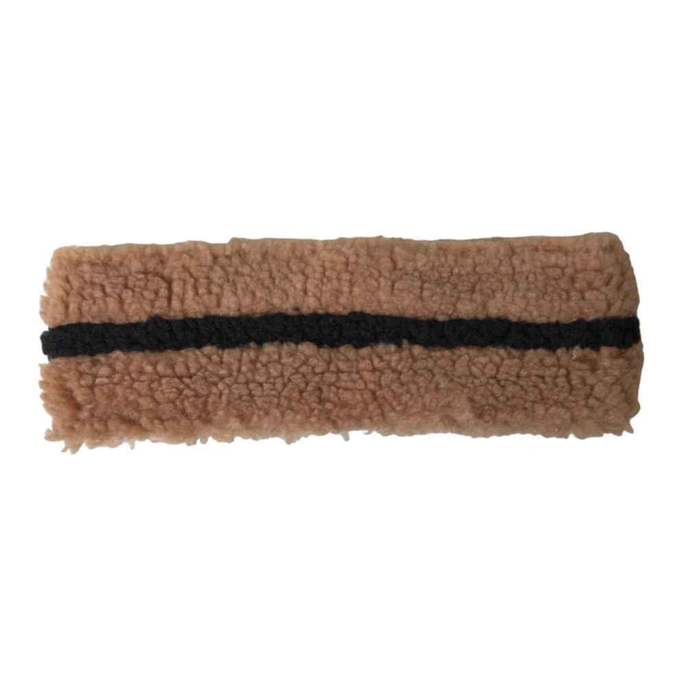 Dolce & Gabbana Wollen Hoofdband Bruin Zwart Logo Black Heren