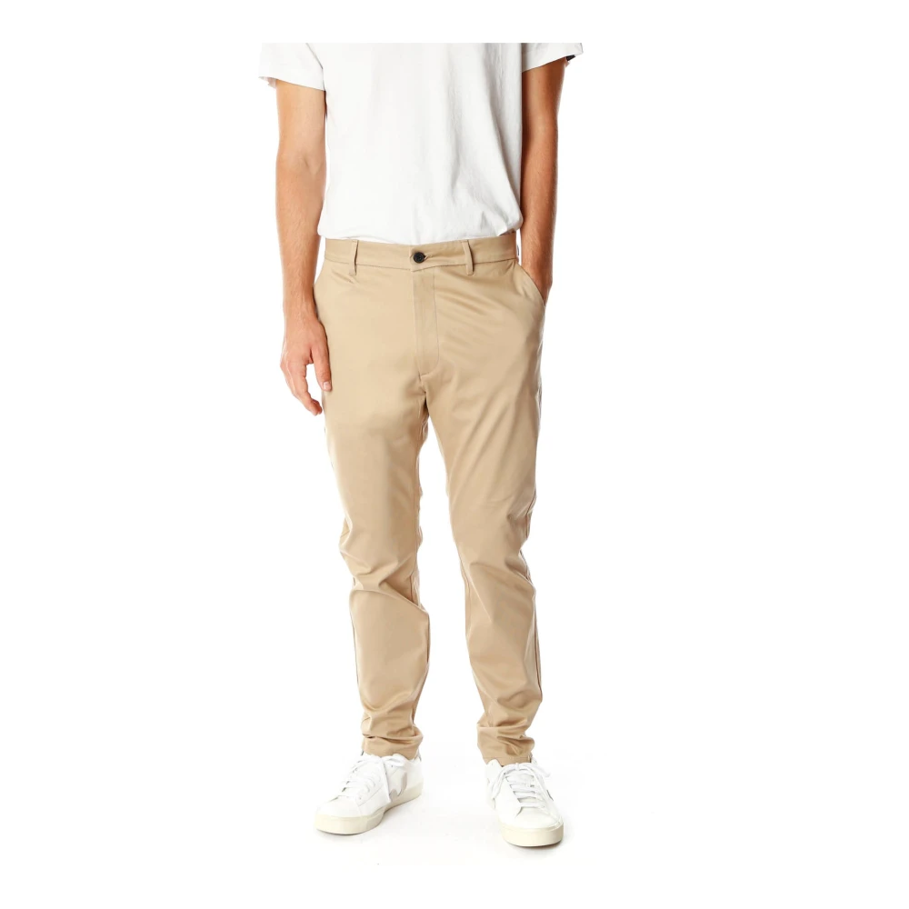 Elvine Tapered Chino Broek van Katoentwill Beige Heren